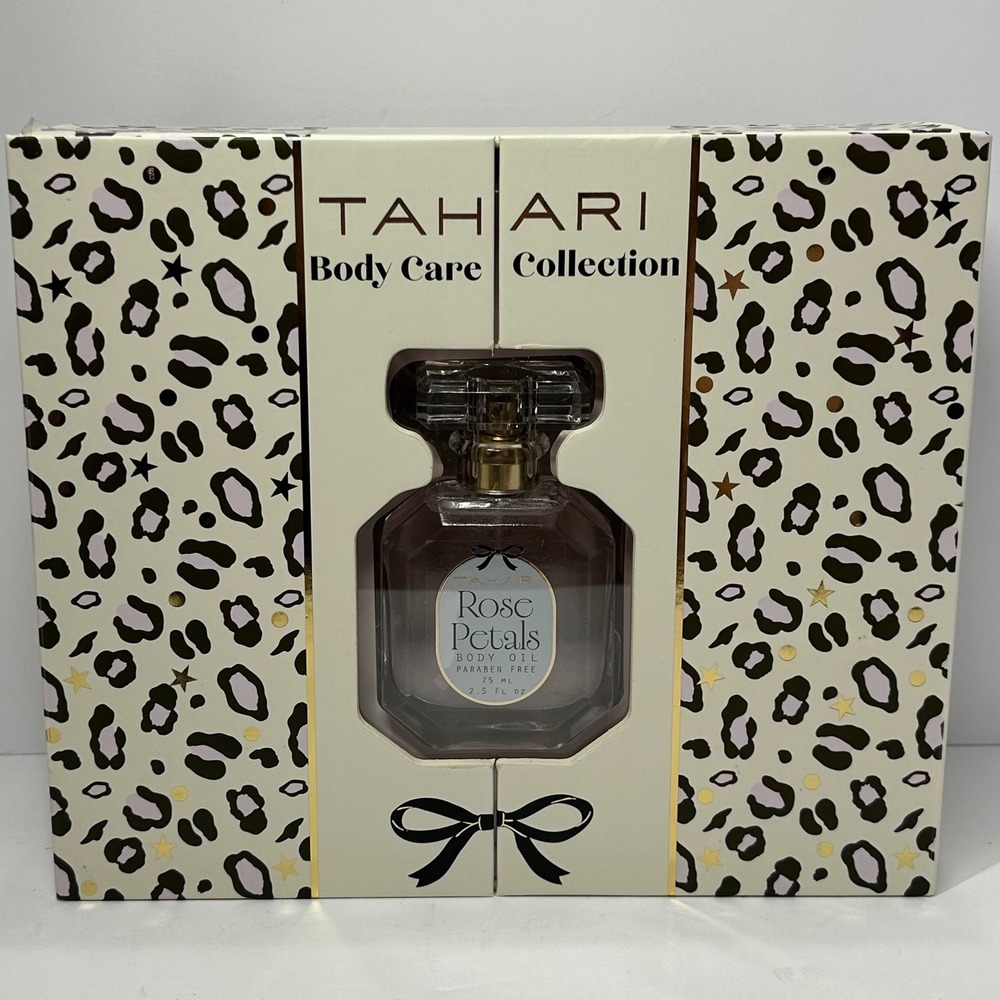 Tahari Rose Petals Body Care Collection 3pc Gift Set Leopard Print New